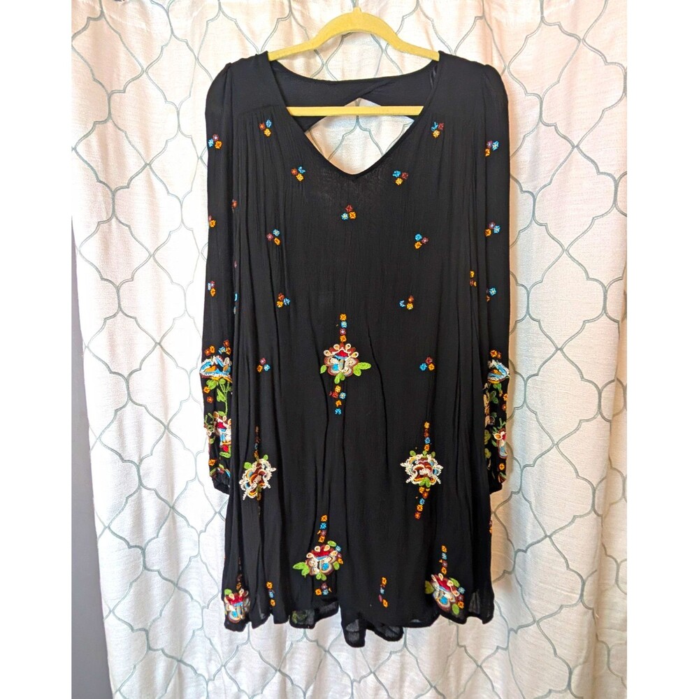 Free People Oxford Embroidered Boho mini/swing Dress Small